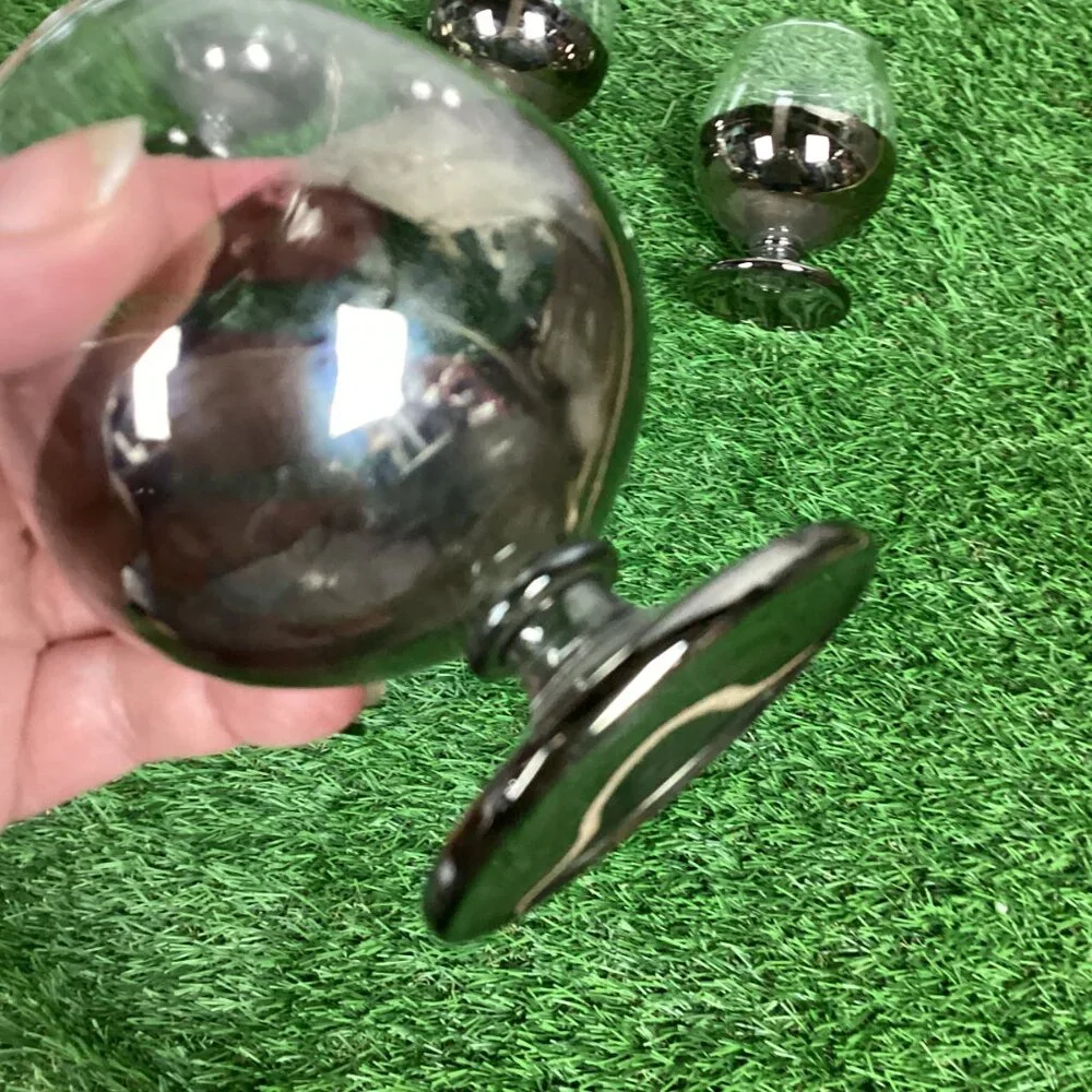 Vintage Glass Sniffer Set w/ Metallic Silver Overlay